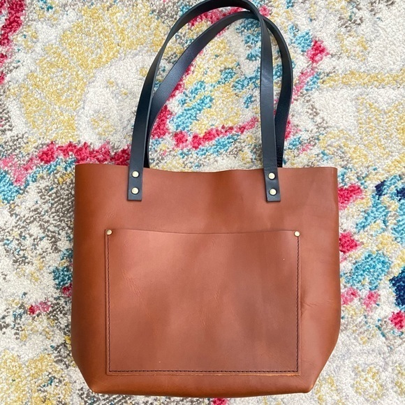 Portland Leather Goods PLG honey‎ tote with black handles unicorn